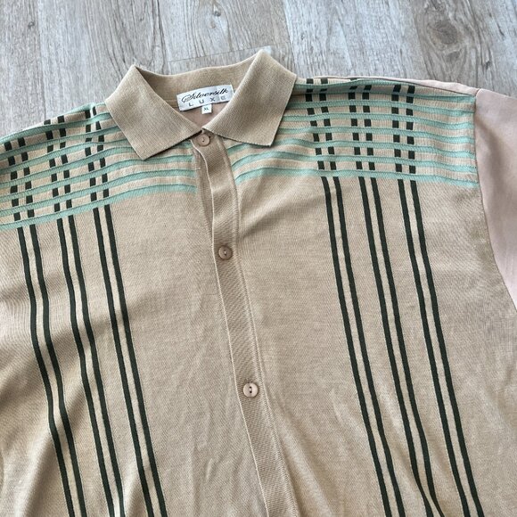 Mens Silversilk Luxe Cream/Tan Button Up - XL - Picture 2 of 6